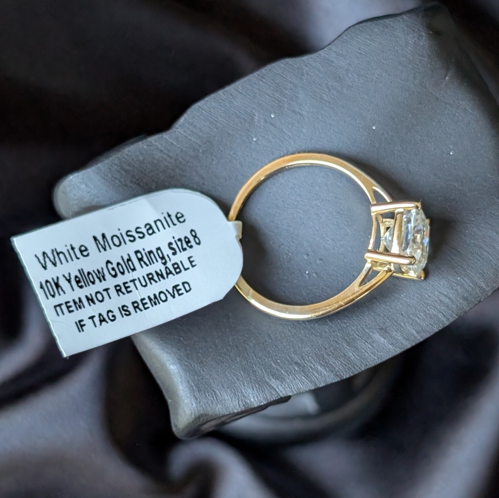 10K Gold Cushion Cut Moissanite Ring - Picture 2 of 5